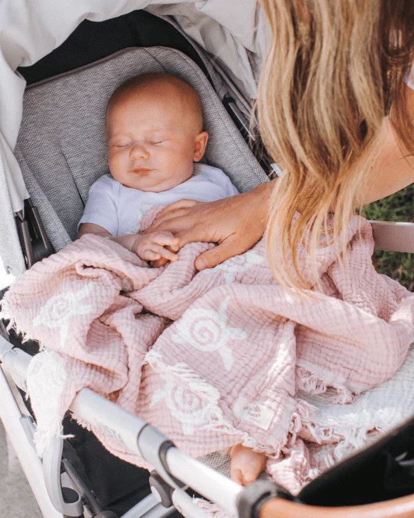 Baby Turtle Gauze Receiving Blanket Single with Pouch - Image 2