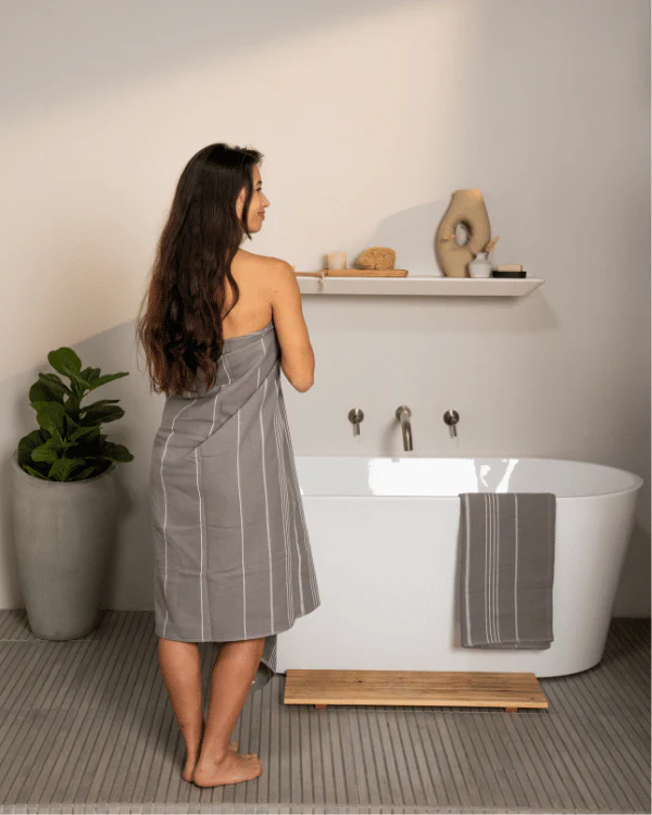 Classic Fringeless XL Bath Bundle - Grey - 2 Pack - Image 2