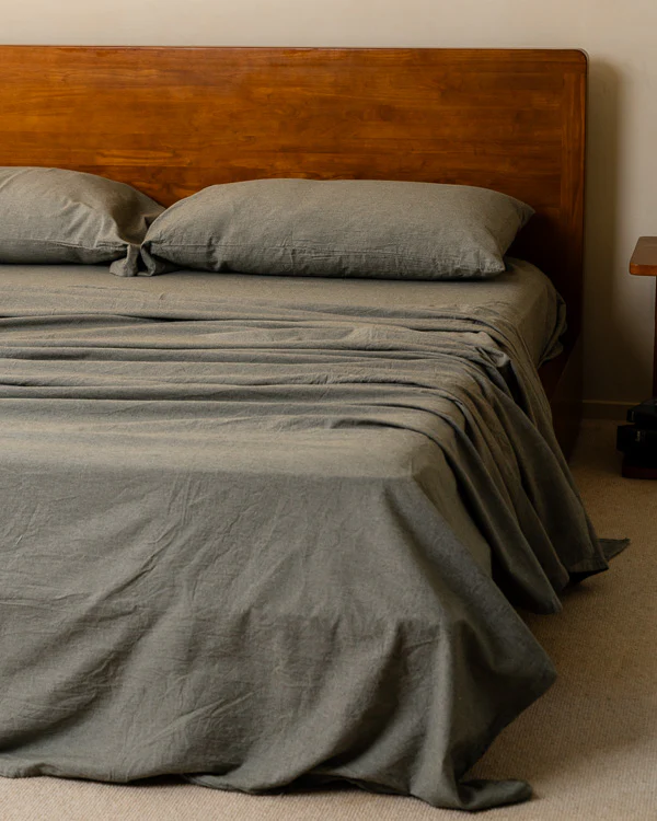 Classic Micro Twill Solid Melange Sheet Set Moss - Image 7