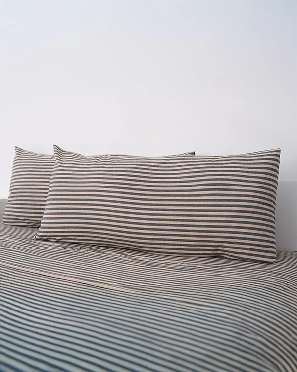 Classic Micro Twill Stripe Melange Pillowcase Set Steel Grey - Image 2