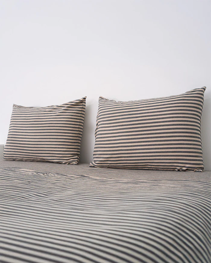 Classic Micro Twill Stripe Melange Pillowcase Set Steel Grey - Image 4