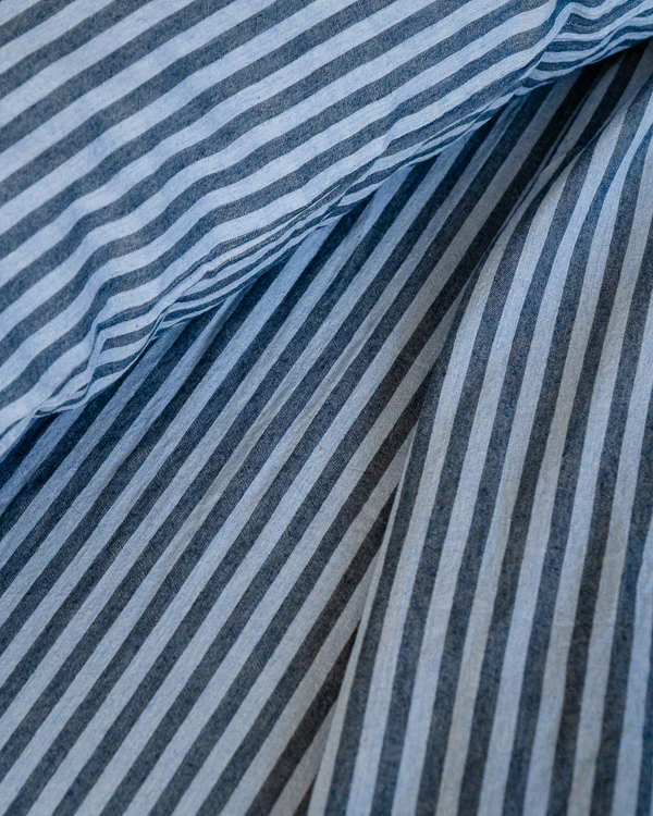 Classic Micro Twill Stripe Melange Fitted Sheet Indigo - Image 2