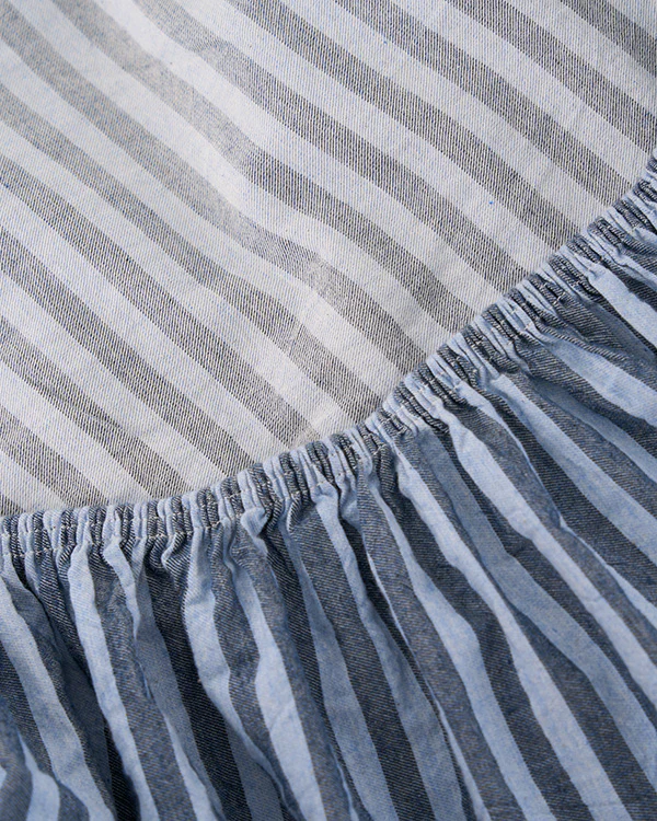 Classic Micro Twill Stripe Melange Fitted Sheet Indigo - Image 3