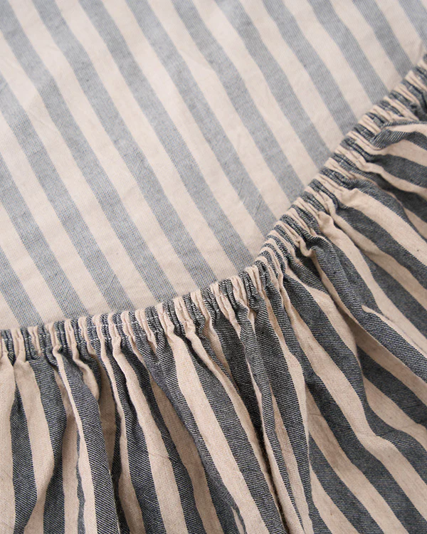 Classic Micro Twill Stripe Melange Fitted Sheet Steel Grey - Image 3