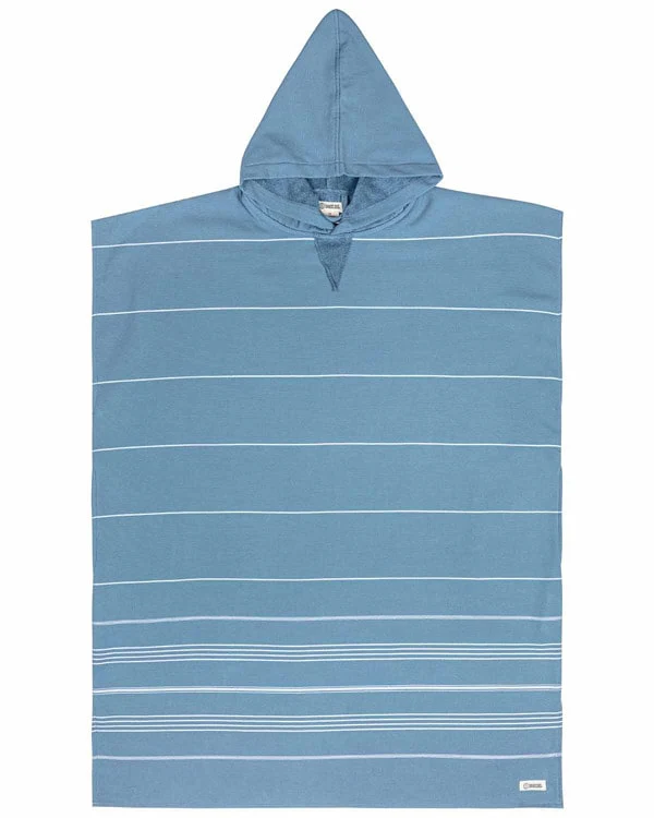 Classic Stripe Hooded Poncho Slate Blue - Image 2