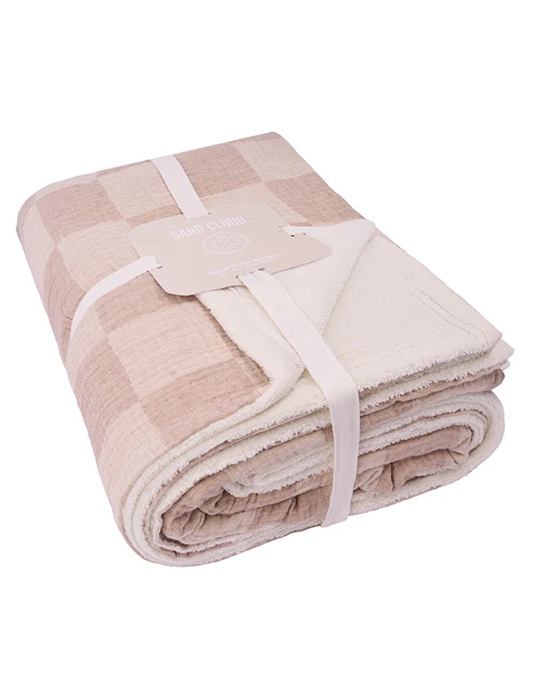 Cloud Checker Plush Blanket - Beige - Image 2