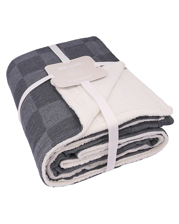 Cloud Checker Plush Blanket - Black - Image 2