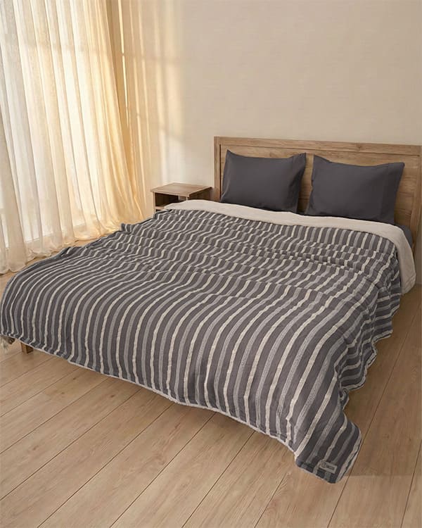 Cozy Texture Plush Blanket - Steel Grey - Image 3