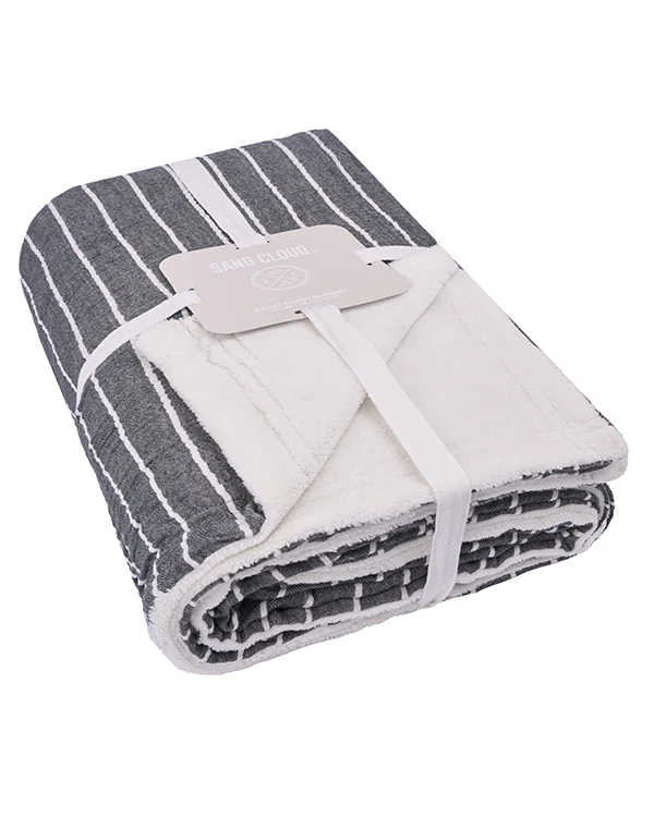 Dreamy Stripe Plush Blanket - Black - Image 2