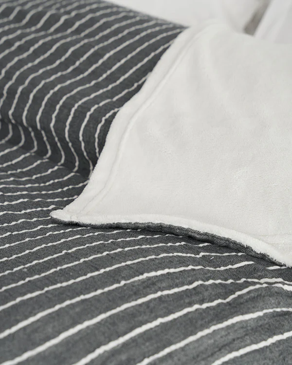 Dreamy Stripe Plush Blanket - Black - Image 6