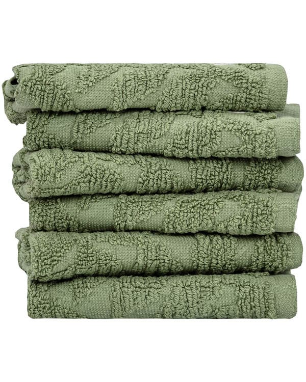 Leccino Bath Washcloth Bundle - 6 Pack - Olive - Image 3