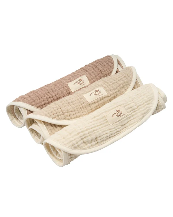 Little Fishies Gauze Burping Cloth Bundle - 3 Pack - Natural / Beige / Warm Taupe - Image 17