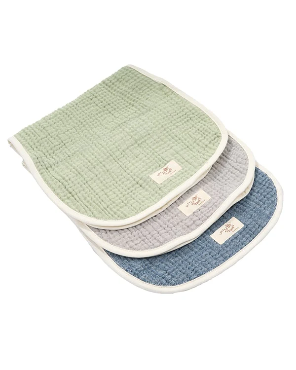 Little Fishies Gauze Burping Cloth Bundle - 3 Pack - Sage / Grey / Navy - Image 8