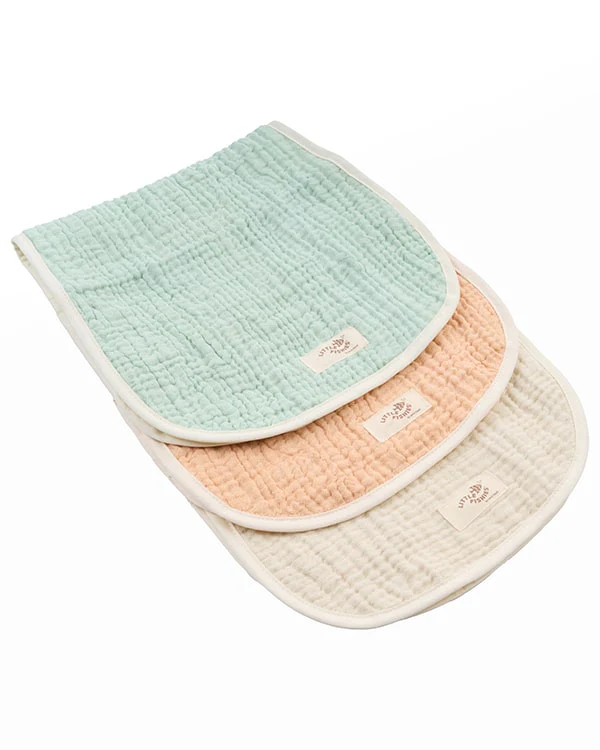 Little Fishies Gauze Burping Cloth Bundle - 3 Pack - Seafoam / Peach Fuzz / Natural - Image 11