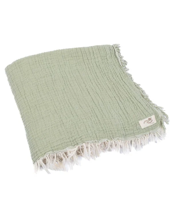 Little Fishies Gauze Receiving Blanket - Sage - Image 9
