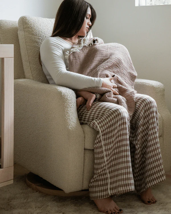 Little Fishies Gauze Receiving Blanket - Warm Taupe - Image 2