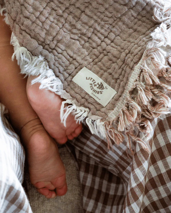 Little Fishies Gauze Receiving Blanket - Warm Taupe - Image 4