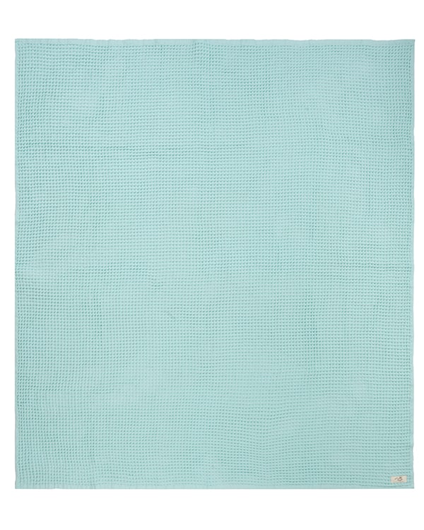 Little Fishies Waffle Blanket - Seafoam - Image 2