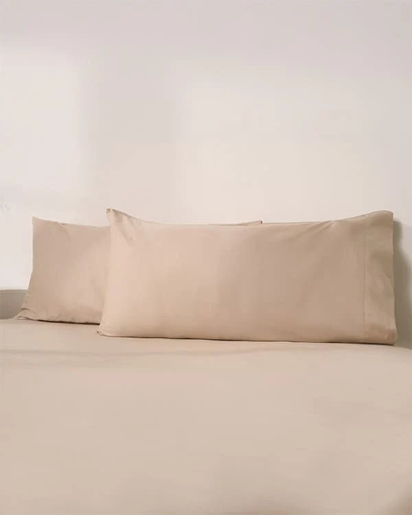 Luxe Sateen Pillowcase Set Beige - Image 4