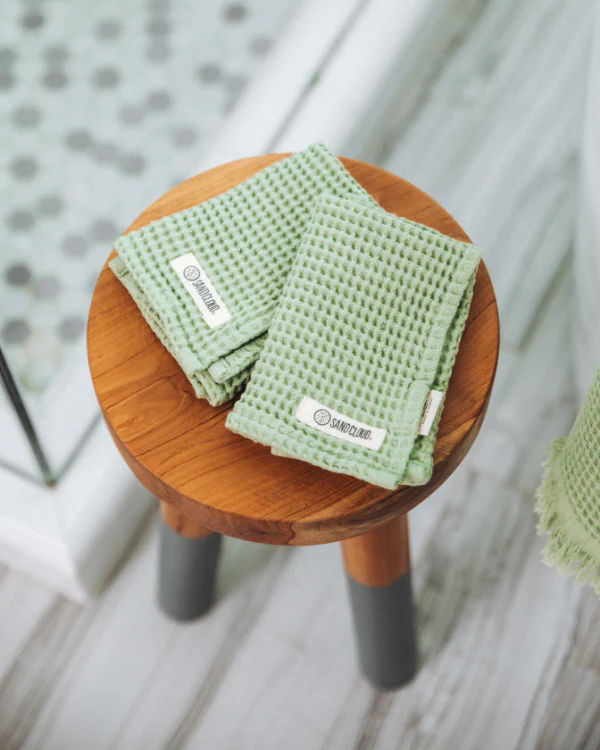 Micro Waffle Washcloth Bundle Sage - Image 3