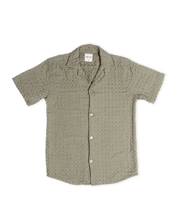 Orb Button Down Waffle Shirt - Olive - Mens - Image 2