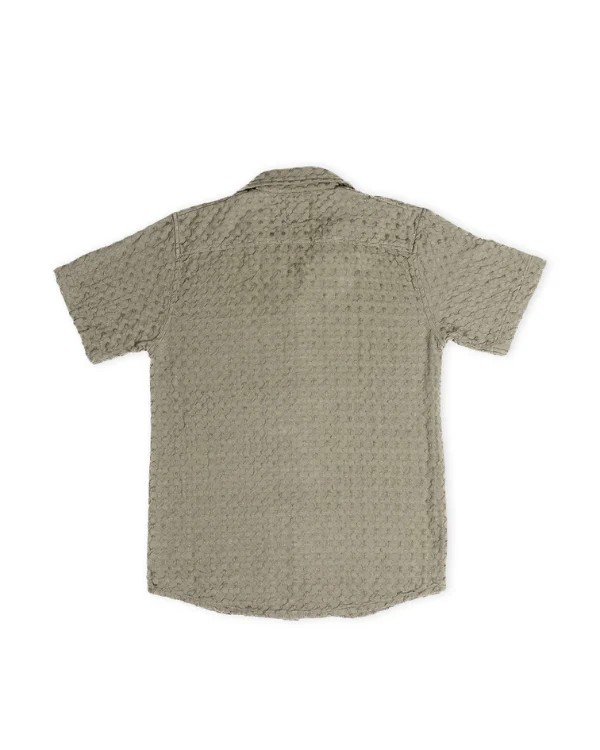 Orb Button Down Waffle Shirt - Olive - Mens - Image 4