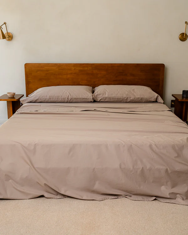 Signature Percale Solid Flat Top Sheet Beige - Image 3