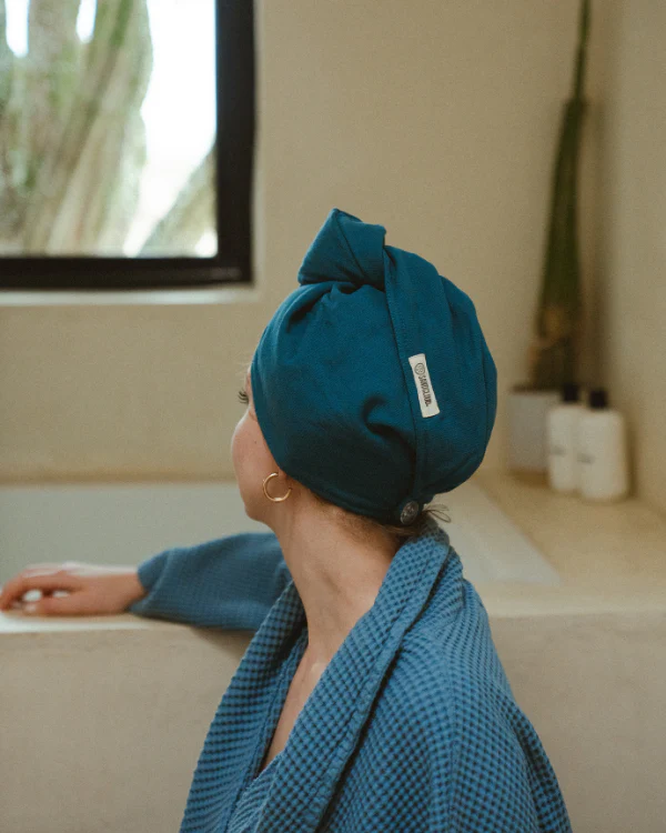 Terra Hair Towel - Teal Blue - Image 2