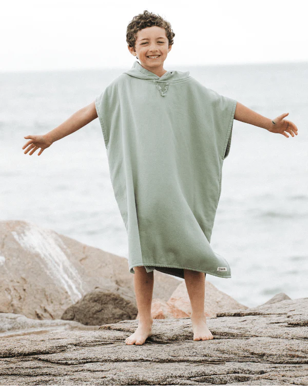 Terra Hooded Poncho Youth  - Sage - Image 2