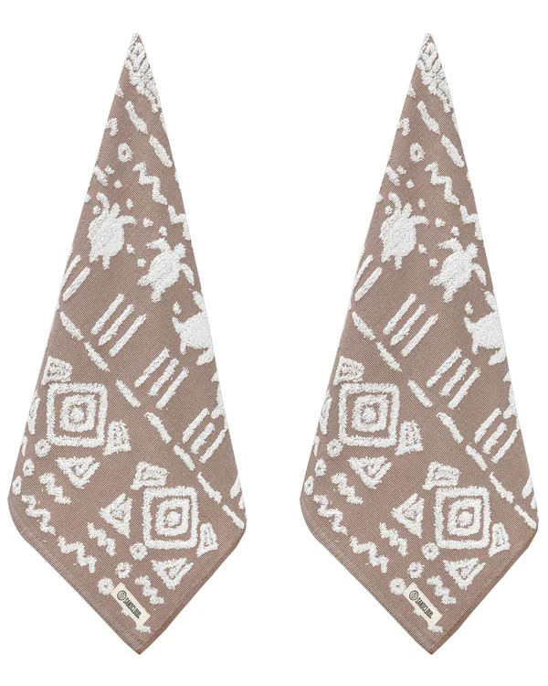Turtle Mudcloth Hand Bath Bundle - 2 Pack - Taupe - Image 4
